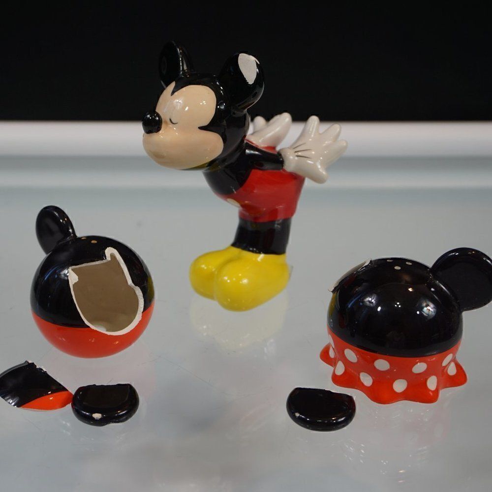 Broken Disney Salt Pepper Shakers For Mosaic Crafts Assemblage Creative Projects